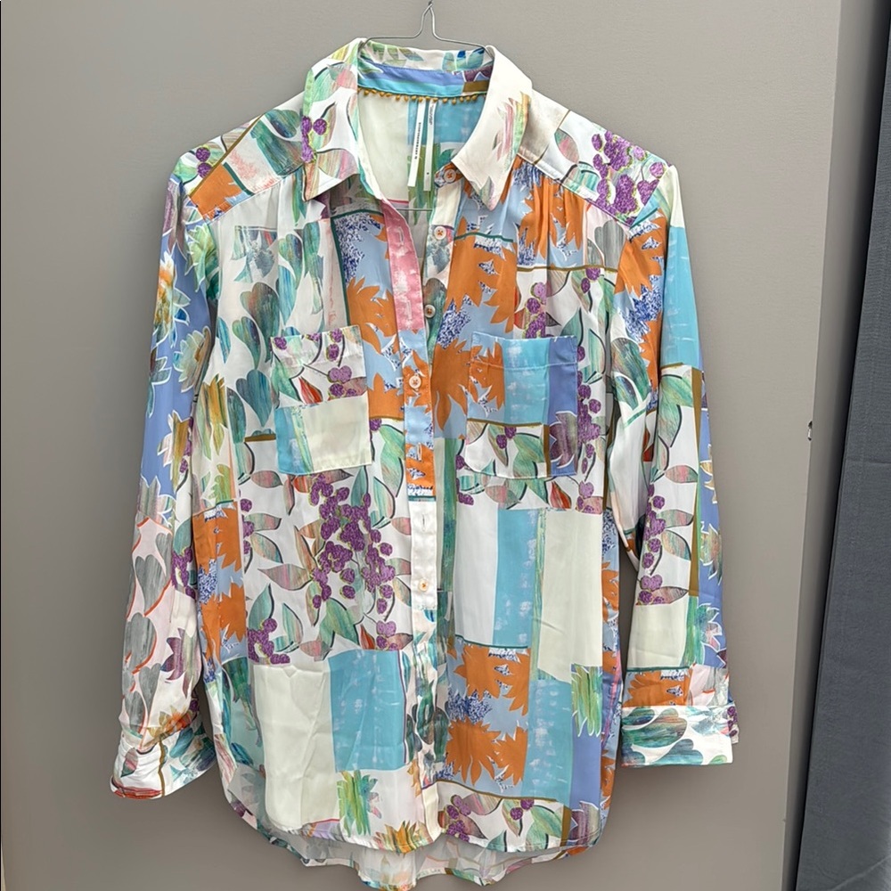 Anthropologie Multicolor Patchwork Blouse